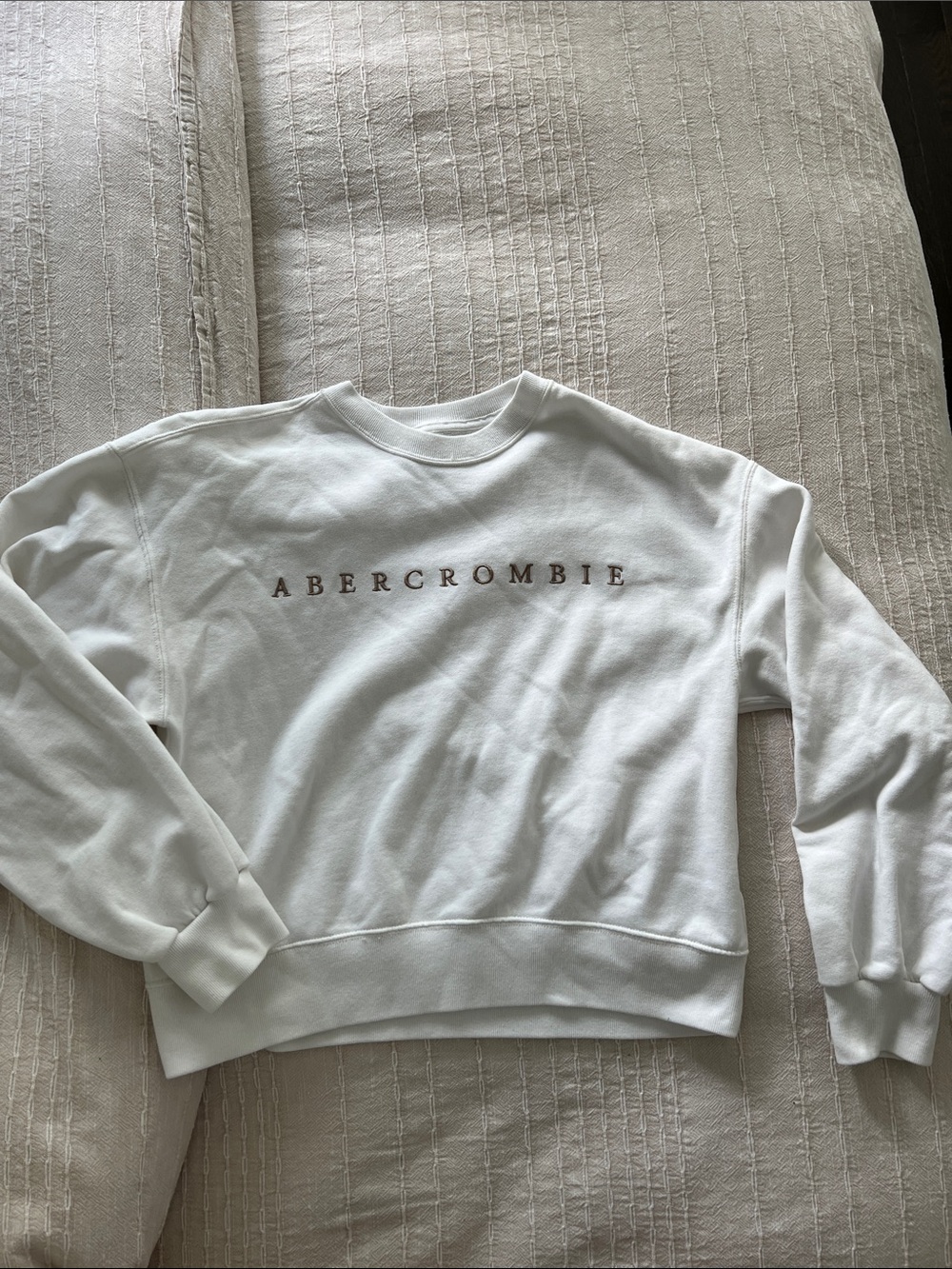 Abercrombie & Fitch Off-White Logo Crewneck Sweatshirt